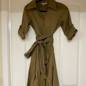 Double Zero Khaki quarter Sleeve Wrap Dress